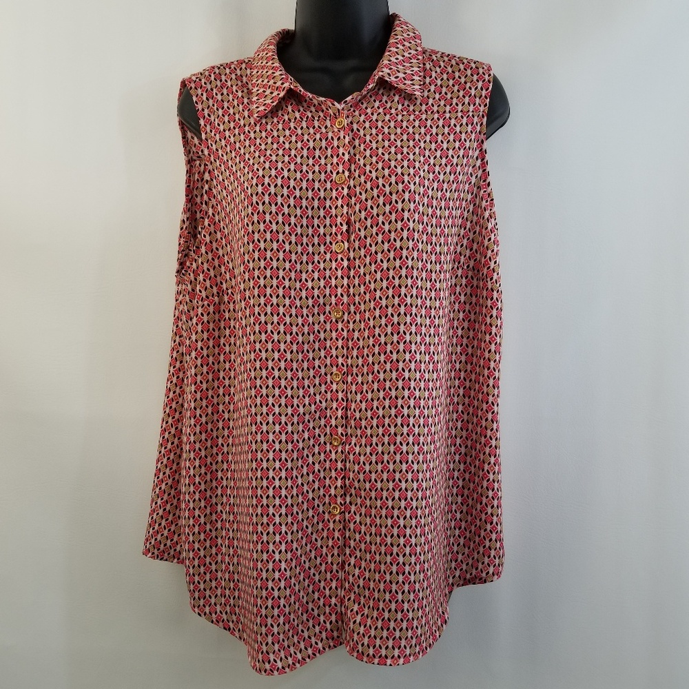 Zac & Rachel‎ Sleeveless Blouse Button Up